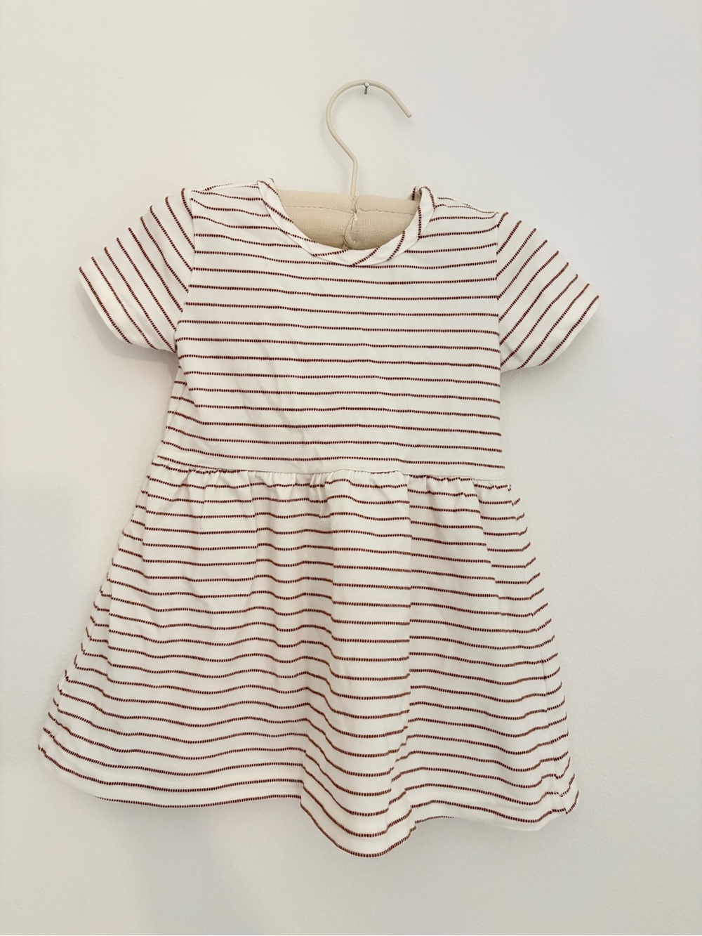 Miles The Label Cream and Brown Striped Short-Sleeve Kids Dress